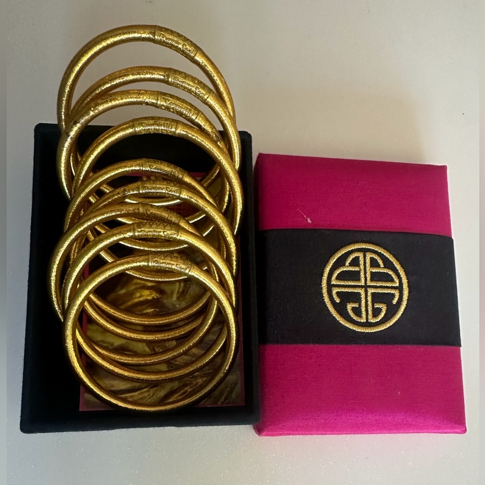 Budhagirl Gold All Weather Bangles set of 9 Medium